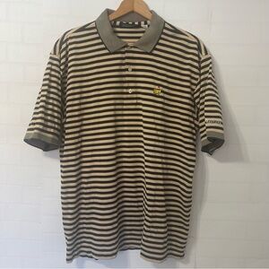Masters Black Tan Striped Polo Golf Shirt  Embroidered Logo 100% Cotton Size L